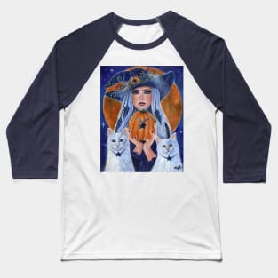 Pumpkin time Halloween witch by Renee Lavoie Baseball T-Shirt